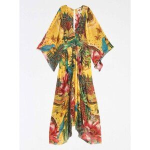 Farm Rio Tropical Dreams Chiffon Caftan Dress L 12 14